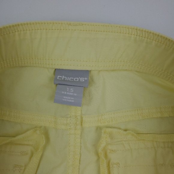 Chicos Womens Poplin Cargo Crops Pants Yellow Chicos Size 1.5=M/L US 10 34X21 - Picture 4 of 8